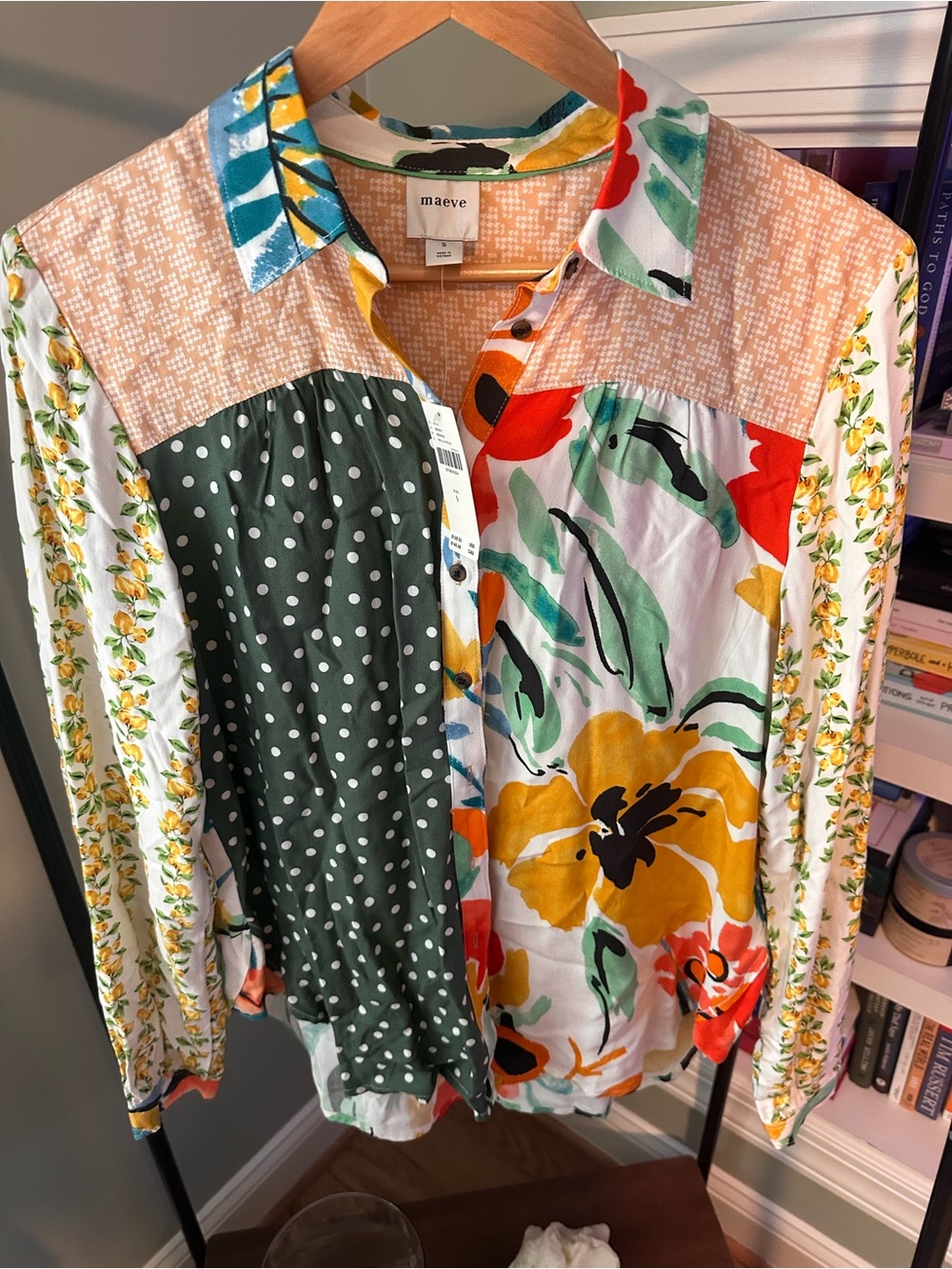 Anthropologie Maeve Alida Contrast Buttondiwn Shirt - Picture 3 of 11